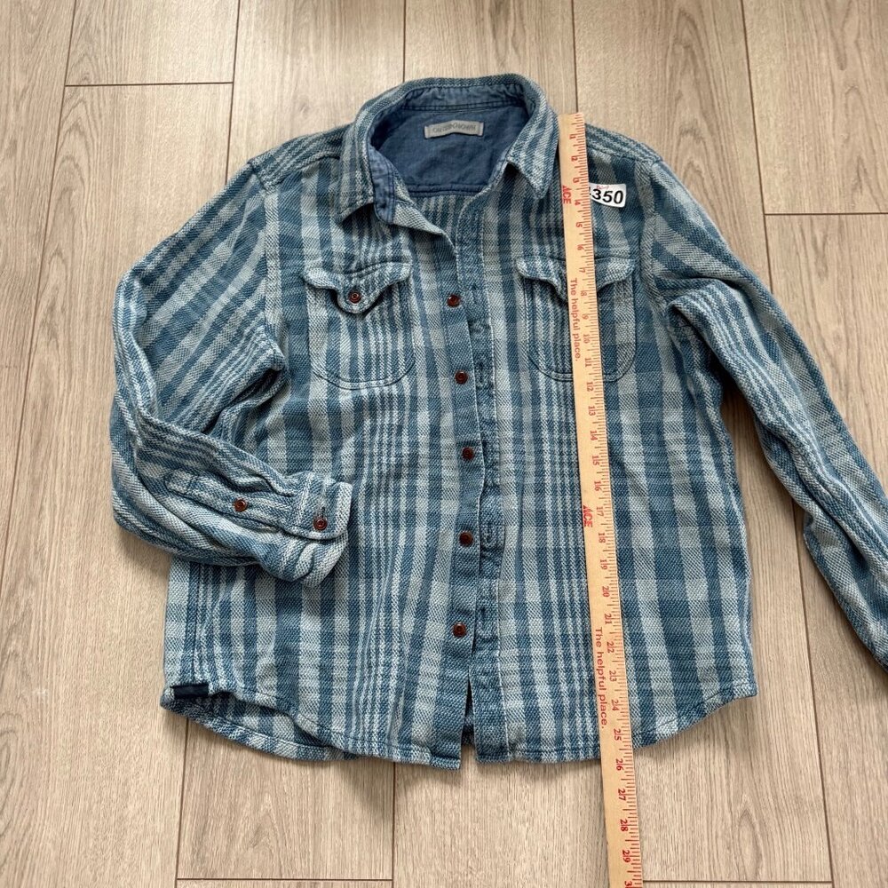 Outerknown Teal Checkered Button Down Shirt - image 5